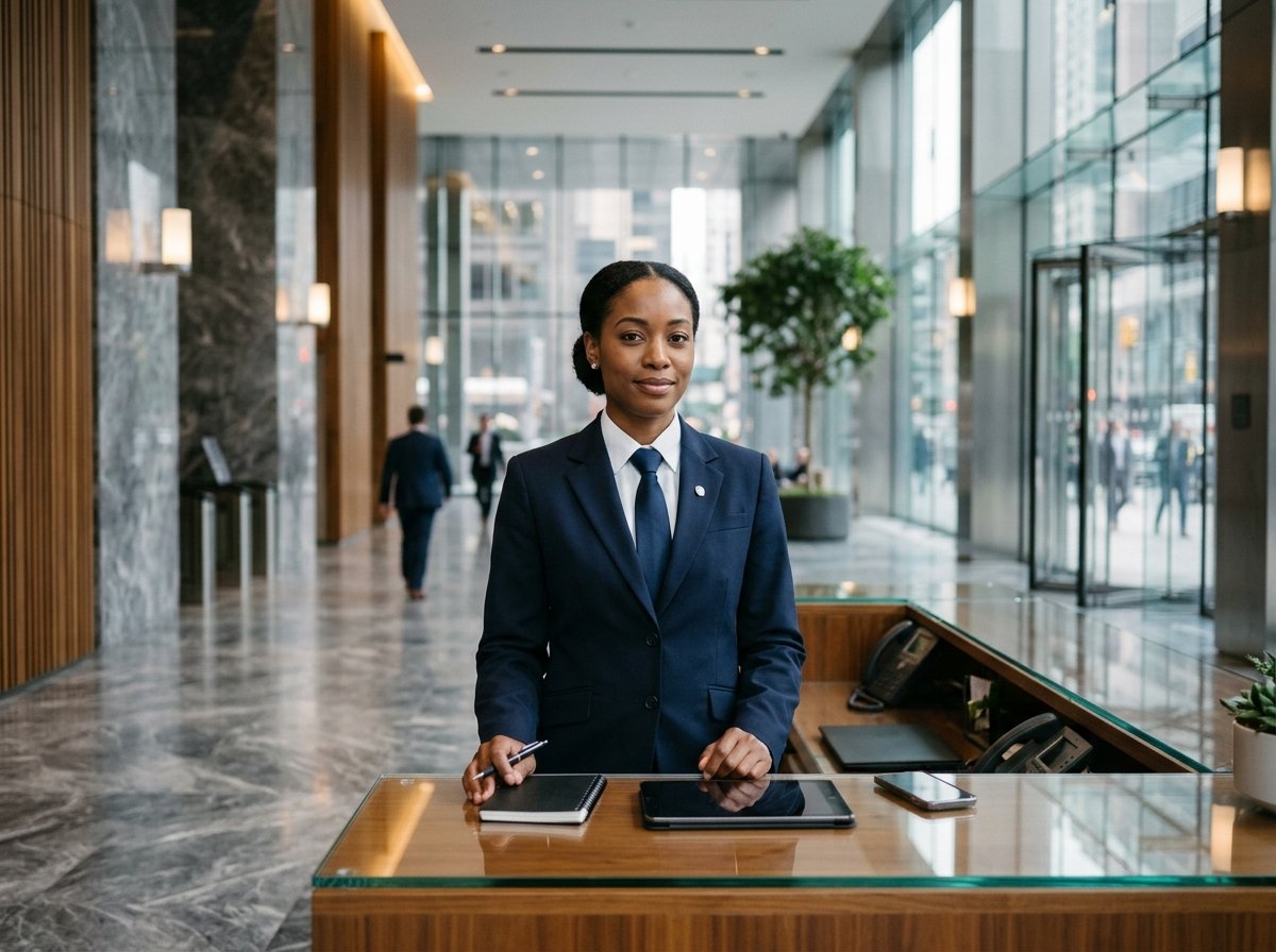 Corporate security personnel in professional uniform